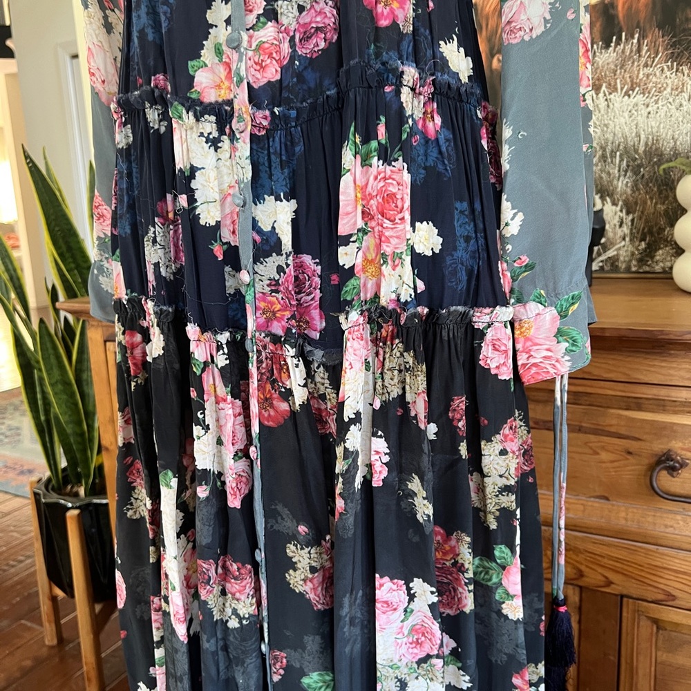 Free People Rare Floral Tiered Mixed Print Maxi Dress XS - Picture 8 of 16